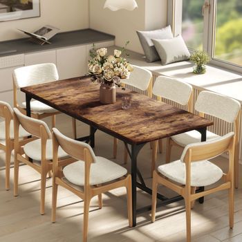 Mesa De Comedor De Melamina Metal Homcom 180x80x75,5 Cm Marrón