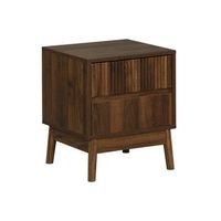 mesita de noche con efecto madera 2 cajones madera oscura