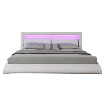 Brixton Estructura De Cama De Polipiel Blanca Con Led Integrados 160 X 200 cm