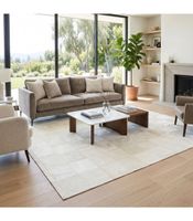 alfombra de piel blanca patchwork white - cuadros 20x20 - a medida