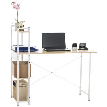 Escritorio Poe De Madera Con Estantería Arce 44x120x111 Cm Clp