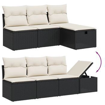 Conjunto De Relax Para Jardín (9 Piezas Con Cojines De Asiento, Aspecto Negro)