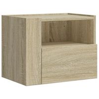 mesita de noche de pared con cajones 45 x 30 x 35 cm madera contrachapada color roble dec034288