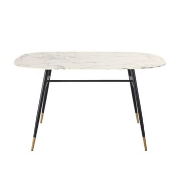 Mesa de comedor de vidrio templado efecto mármol de 140 cm