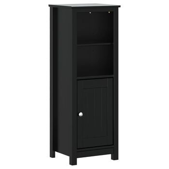 Mueble De Baño | Armario De Baño Berg Madera Maciza De Pino Negro 40x34x110 Cm