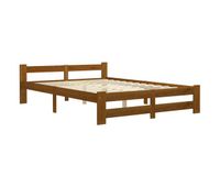 estructura de cama madera maciza pino marron miel 160x200 cm