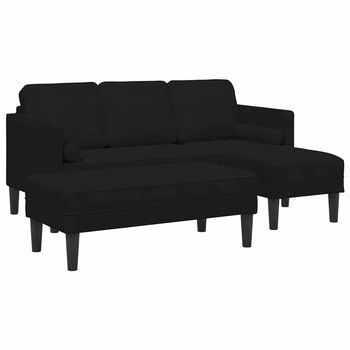 Juego De Sofá Con Cojín 2 Pcs Negro Poliéster Vidaxl