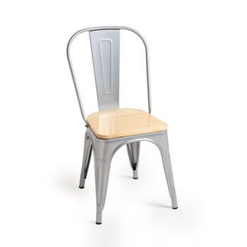Pack 2 Sillas Torix Madera Natural De Acero Reforzado 85*46*46 Cm - Gris Metalizado