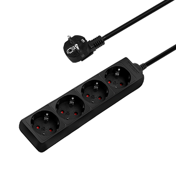 Aigostar Regleta Alargador de 4 Enchufes con Cable de 3 Metros, Color Negro