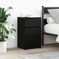 mesilla de noche - mueble para dormitorio - madera de ingenieria - negro 39x35x65cm