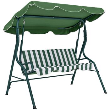 Outsunny Balancín de Exterior con Toldo Ajustable en Ángulo Impermeable y Marco de Acero para Patio Balcón 170x110x153 cm Verde   Aosom España