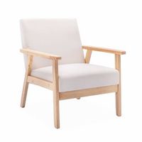 sillon estilo escandinavo de madera y tela crema