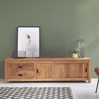 mueble de tv de teca maciza reciclada de 180 cm