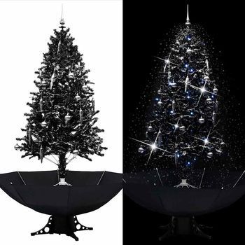 Árbol De Navidad | Decoraciones De Navidad Con Nieve Y Base De Paraguas Pvc Negro 190 Cm Cfw706043