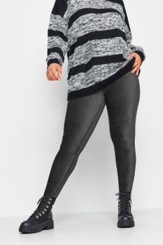 Yours Leggings Gris Antracita Efecto Pana, Mujer Curvy Y Tallas Grandes, Yours