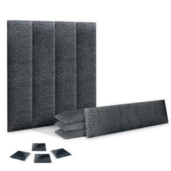 Dhome Juego De 8 Paneles Tapizados De Tela De Lujo Pack Autoadhesivos Para Pared Acústicos Absorbentes Protección (silver Ebony, 60x30cm, X8)