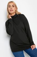 yours top negro de algodon con cuello alto mujer curvy y tallas grandes yours