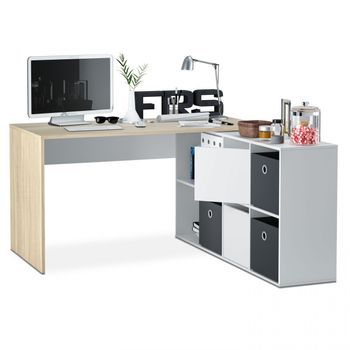 Mesa De Escritorio Multiposición 136x139 Cm Adapta Xl Blanco Artik (blanco Mate) - Roble Canadian 136/203 X 74 X 66 / 139 Cm