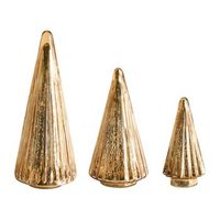 conjunto de 3 figuras decorativas arboles de navidad adornos festivos de vidrio hecho a mano 3 tamanos dorado oyeren