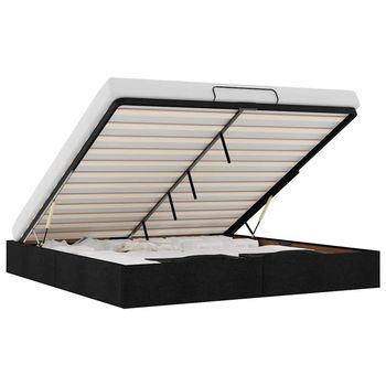 Cama Matrimonial | Cama Para Adultos | Estructura De Cama Otomana Sin Colchón Tela Negra 180x200cm