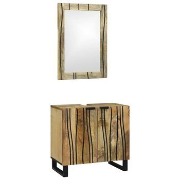 Juego De Muebles De Baño 2 Pcs Natural Madera De Mango Maciza Vidaxl