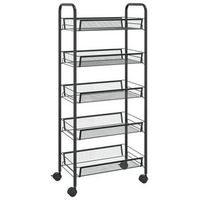 carrito de cocinarestanteria de cocina carrito de servir 5 niveles hierro negro 46x26x105 cm