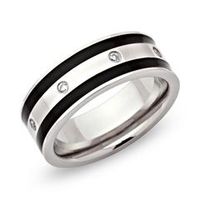 anillo acero ionizado circonita 7mm