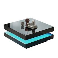 mesa de centro cuadrada de 70 x 70 x 36 cm - estilo tecnologico moderno con iluminacion led de 16 colores - negro