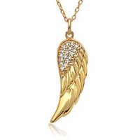 cadena de plata 925 chapada en oro amarillo con alas de angel