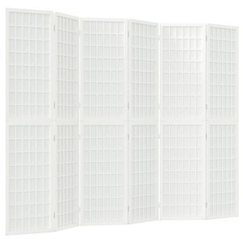 Biombo Plegable Con 6 Paneles Estilo Japonés Blanco 240x170 Cm Vidaxl