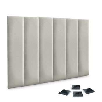 Dhome Juego De 6 Paneles Tapizados De Terciopelo Premium Pack Autoadhesivos Para Pared Acústicos Absorbentes Protección Impactos (beige, 60x20cm, X6)