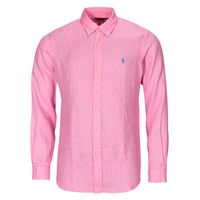 polo ralph lauren camisa manga larga camisa de corte recto en lino para hombre