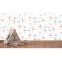 fotomural vinilo flamencos infantil colores 600 x 300 cm