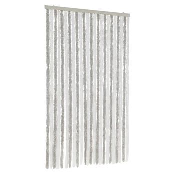 Cortina Antimoscas Chenilla Gris Claro Y Blanco 100x220 Cm Vidaxl