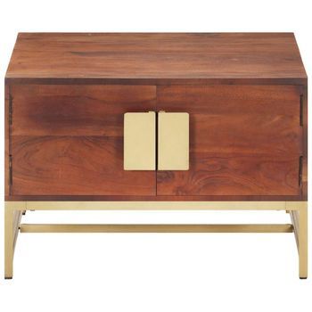 Mesa De Café - Mesa De Centro Madera Maciza De Acacia Marrón Miel 67x67x45 Cm