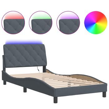 Estructura Cama Con Luces Led Terciopelo Gris Oscuro 100x200 Cm