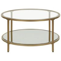 mesa de centro de vidrio templado transparente dorado 70 cm espejo balda birney