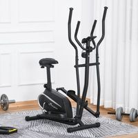 bicicleta eliptica fitness homcom acero abs 103x62x151 cm negro