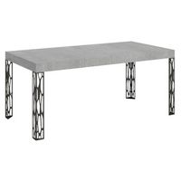 mesa extensible kiza con patas de acero antracita-color gris cemento-ancho extensible