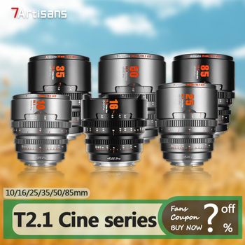 Lente de Cine 7artisans S35 Frame 10/16/25/35/50/85mm T2.1 Hope Prime Compatible con FX30 RED GH9 GH5 XT5 XT4 XT50 A7M4 A7R5 RF
