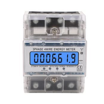 Contador De Energía Trifásica De 4 Cables Con Pantalla Lcd Iluminada, Montaje En Barra Din, 10‑100a 230 400vca, Medidor De Potencia Digital