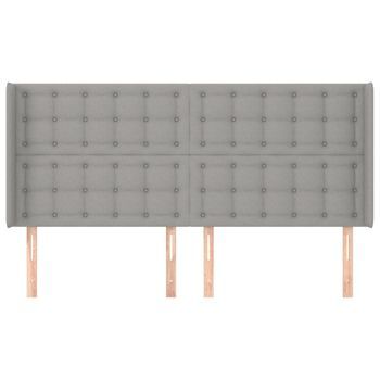 Cabecero Cama Mueble De Dormitorio Con Orejas De Tela Claro 163 X 16 X 118/128 Cm Gris M02_0003237