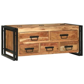 Mesa De Café Marrón 90 X 50 X 38 Cm Madera De Acacia Sólida Vidaxl