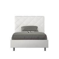 cama de una plaza y medio  sin somier acolchada 120x210 cuero sintetico blanco priya