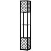 homcom lampara de pie moderna con estantes de madera interruptor de cadena para salon dormitorio 26x26x156 cm negro y blanco   aosom espana