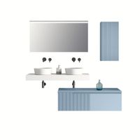 mueble de bano de 7 piezas en melamina blancoazul tiffany