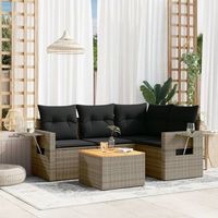 conjunto de sofas jardin con cojines 5 uds  mueble jardin mesa y sillas ratan sintetico gris cfw345068