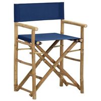 pack 2 uds sillas de director plegables bambu y tela azul