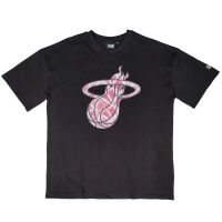 camiseta manga corta miami heat nba infill logo oversized de new era en negro