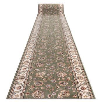 Corredor De Lana Nain Flores 7338 51088 Verde / Beige 100cm 100x600 Cm